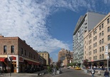Hotel Gansevoort (right) and Pastis (left) on Ninth Avenue