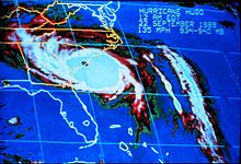 Satellite image of Hugo at landfall