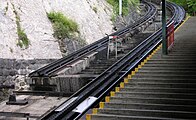 The two row transfer table in Pilatus Railway, one edge also serving as a passenger platform