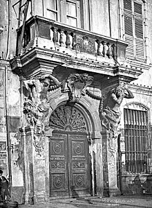 Baroque atlantes of the Hôtel de Ville doorway, Toulon, France, by Pierre Puget, 1656