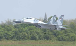 An Indonesian Air Force Su-30 on take off