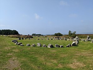 A stone circle at Beaghmore County Tyrone on a sunny day.