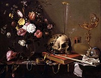 Vanitas Still-Life with a Bouquet and a Skull, Adriaen van Utrecht, 1642