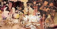 The banquet scenes in the murals of Balalyk Tepe show the life of the Hephthalite ruling class of Tokharistan.[109][103][104][100]