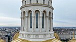 Dome, Towers, and Bell tower. The windows framework is Vratsa stone, decorated in Brâncovenesc art.