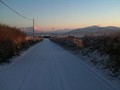 Rare snowy day, Main Road, Valentia Island looking toward Knightstown, Valentia Harbour and Cahersiveen