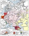 Late 19th century French ethnic map of European Russia, highlighting the Romanians of Bessarabia Governorate in green