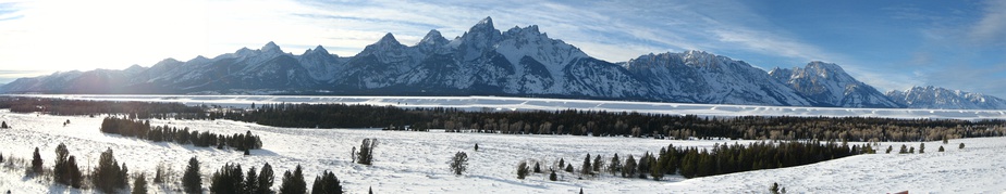  Panoramic view of the Teton Range looking west from Jackson Hole, Grand Teton National Park