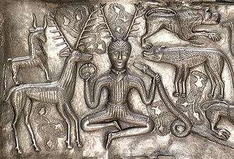 Antlered figure on the Gundestrup cauldron.