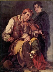 1855 painting of a street musician, O Pobre Rabequista (The Poor Rabeca Player), by José Rodrigues