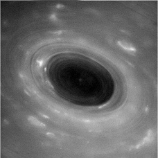 A close-up image of Saturn's atmosphere from about 3,100 km (1,900 mi) above the cloud layer, taken by Cassini on its first dive on April 26, 2017, at the start of the Grand Finale