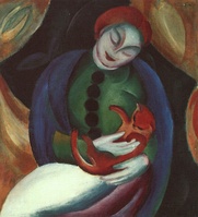 Mujer con gato, de Franz Marc, 1912.