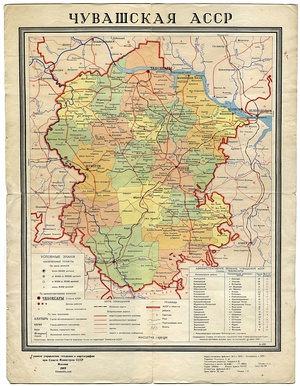 Чувашская Автономная советская социалистическая республика на карте