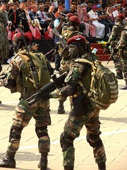 The 10th Parachute Brigade paratroopers wearing the maroon beret