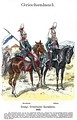 Cavalry trooper and officer of 1832, outfitted like Bavarian uhlans with czapki hats, in contrast to the shakos of other branches