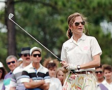 Actress Kassie Wesley DePaiva plays charity golf at the Fayetteville Dogwood Festival in Fayetteville, NC. ca 1994