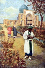 William Simpson's painting of the Khayyam Tomb & Imamzadeh Mahrugh in the 19th century (Nishapur).