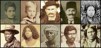 The Brazilian people are multi-ethnic. First row: White (Portuguese, German, Italian, Arab respectively) and Japanese Brazilians. Second row: Black, Pardo (cafuzo, mulato and caboclo, respectively) and Native  Brazilians.