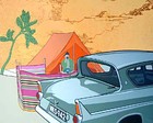 Paul Harvey. Ford Anglia with Tent and Giotto Tree (uploaded 2008)