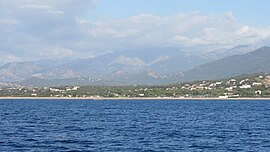 The seaside resort of Porticcio, in the commune of Grosseto-Prugna, with a view of the sea