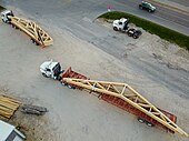 Trusses installed on a roof