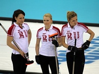 Екатерина Галкина, Александра Саитова и Маргарита Фомина (Олимпиада-2014)