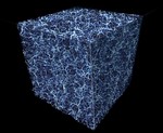 Этот рисунок представляет собой фрагмент паутинной структуры Вселенной, называемой «космической паутиной». Эти большие нити состоят в основном из тёмной материи, расположенной в пространстве между галактиками. Источник: НАСА, ЕКА и Э. Холлман (Университет Колорадо, Боулдер)