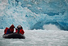 Tourists viewing a glacier