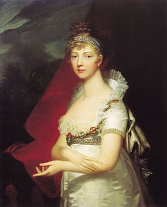 Портрет Елизаветы Алексеевны, жены Александра I, со знаком ордена Св. Андрея Первозванного на орденской цепи.