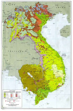 Этнолингвистическая карта Индокитая на 1970 г.