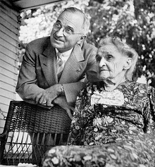 Truman visits his mother in Grandview, Missouri, after being nominated the Democratic candidate for vice president, July 1944.