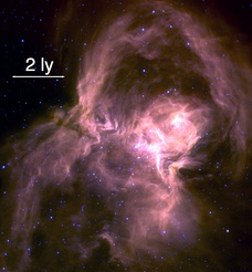 Artist's conception of the birth of a star within a dense molecular cloud