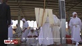 A drabsha (center) carried during a Parwanaya festival held in Maysan Governorate, southern Iraq in March 2019