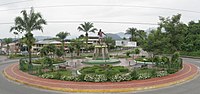 statue of Jumandy, at rotary located on Ecuador Highway 45 at the entrance to the city
