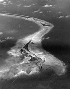 Aerial view of Betio Island, Tarawa Atoll before invasion of the island by U.S. Marines, 18 September 1943.