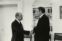 Weicker greeting Gerald Ford in 1976