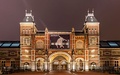 View of the facade by night.