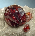 Gem quality twinned cherry-red sphalerite crystal (1.8 cm) from Hunan Province, China