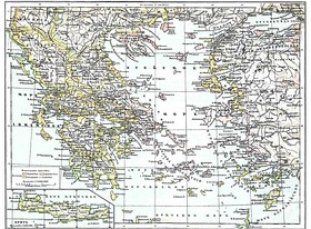 Миртойское море на карте Древней Греции.