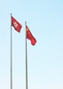 The flag of Hong Kong flying beside the flag of China