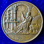 Celebration medal by Friedrich Anton König in 1840, the 400th anniversary of Johannes Gutenberg's printing press invention, obverse