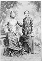 Raden Tumenggung Sosronegoro with his wife, a daughter of the Sultan HB VI of Yogyakarta (c. 1860–1892)