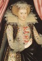 English woman wearing a reticella lace collar and cuffs tinted with yellow starch, c. 1614-1618