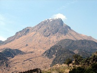 Mount Fuji on Honshu (top) and Mount Unzen on Kyushu (bottom), two of Japan's stratovolcanoes