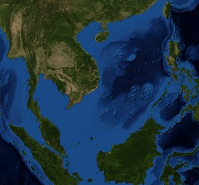 Спутниковый снимок моря из NASA World Wind, 2004 г.