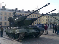 A Finnish T-55-based Marksman self-propelled anti-aircraft gun (SPAAG) vehicle, which is referred to locally as the ItPsv 90.