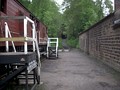 Two brake vans on display at Sheep Pasture bottom. Beyond the bridge in the distance the incline leads up the hill towards Black Rocks and Middleton.