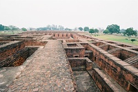 Ruins of the Buddhist Nālandā complex, a major center of learning in India from the 5th century CE to c. 1200 CE.