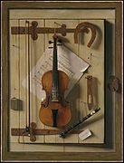 Still life Violin and Music, de William Michael Harnett, 1888.