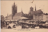 The city of Ypres before (left), and after (right) the Second Battle of Ypres. Bombarded by artillery fire, most of the city was demolished.